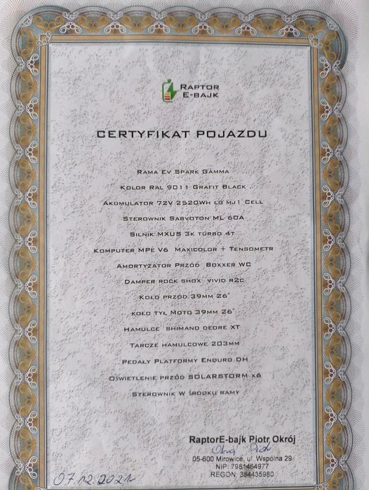 Rower elektryczny mxsus 3k Turbo