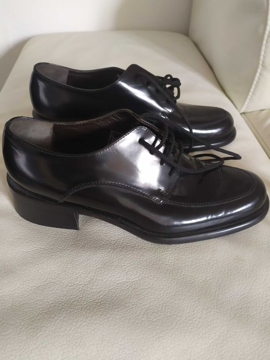 nowe, skórzane, czarne, włoskie buty eleganckie dla chłopca - komunia