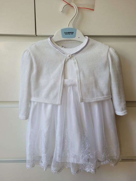 Sukienka do chrztu zestaw z dodatkami dla dziewczynki r.68 Coc