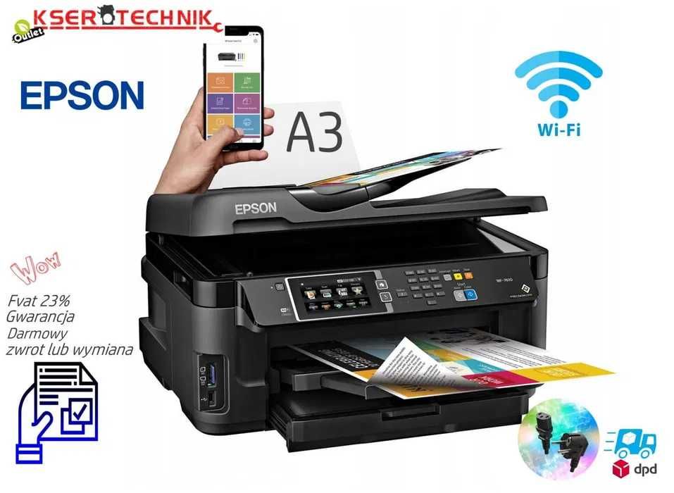 Drukarka A3 (kolor) Epson WF- 7610 DWF Duplex / WiFi / Scan A3
