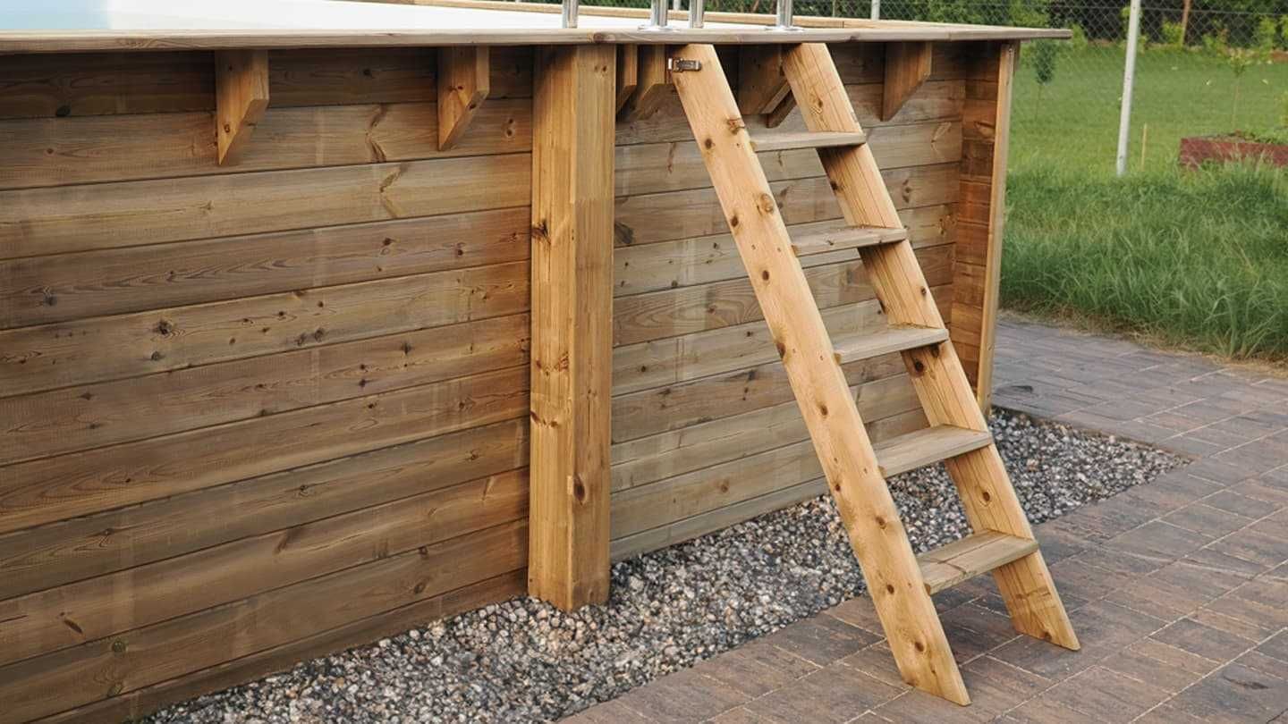 Basen ogrodowy drewniany 4,71x4,72 - H.1,20 m wolnostojący BAS753OSP