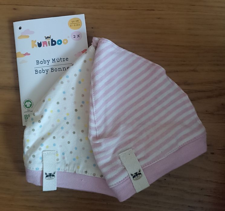 Komplet czapeczki dla niemowlaka bawełniane 0-6 nowe
