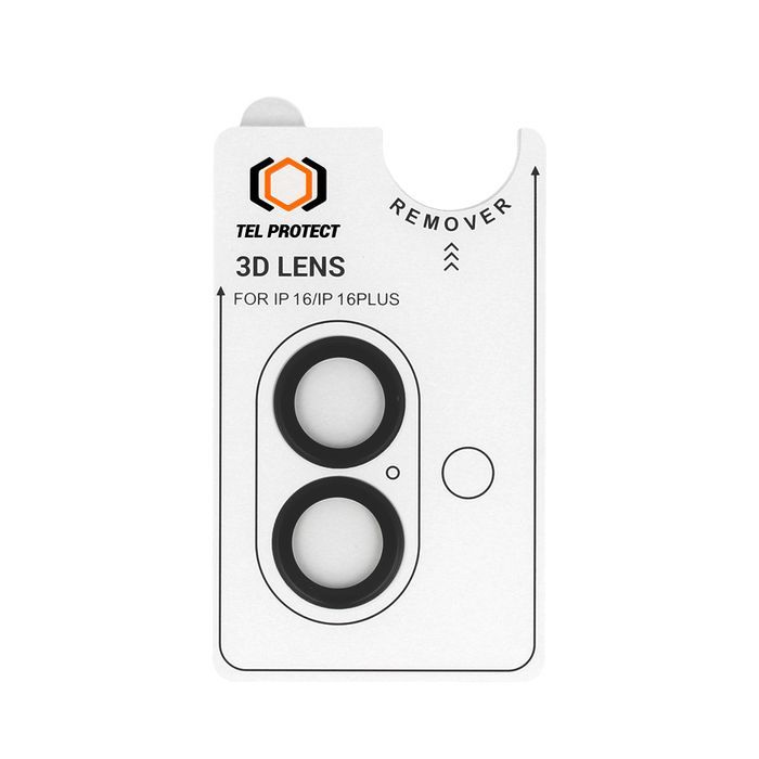 Hartowane szkło Tel Protect 3D Lens Iphone 16/16 Plus czarne (2 szt)