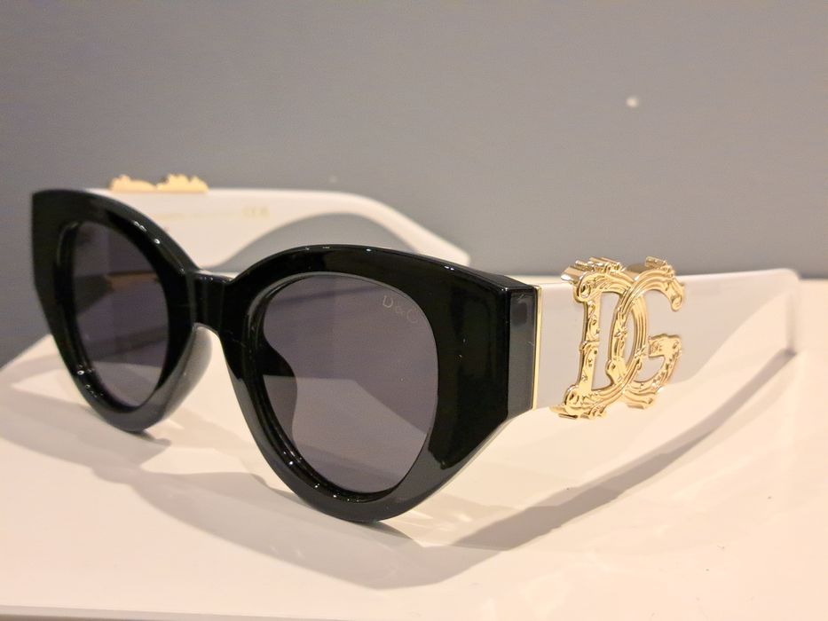 DOLCE&GABBANA biale czarne nowe okulary przeciwsłoneczne zlote logo