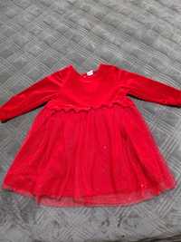 Czerwona sukienka suknia sukieneczka z długim rękawem rozm. 74 SMYK