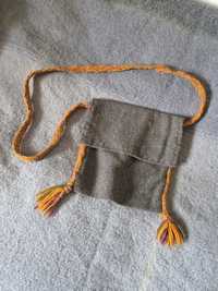 Torba 100% wełna ręcznie szyta handmade torba etno z krajką utrzymana