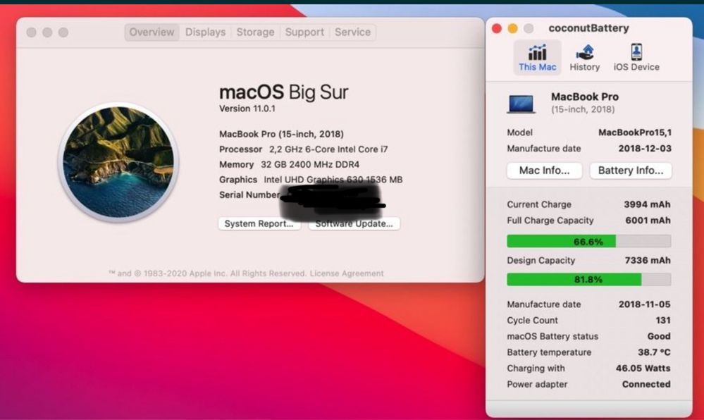 Apple Macbook Pro 15  2018 i7 32GB RAM 256GB MD0039