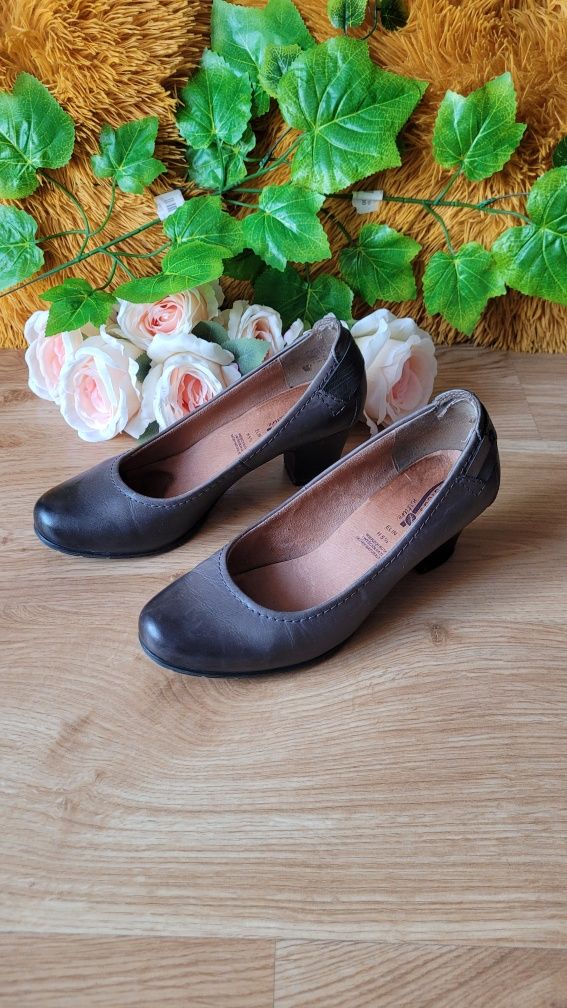 Buty na obcasie szare niski szeroki obcas słupek Medicus rozmiar 38,5