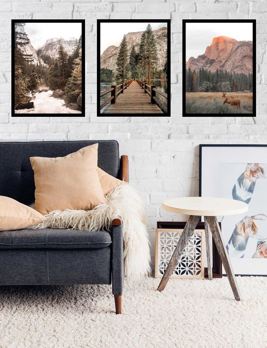 30x40 obrazy w ramie plakaty ramka MOST GÓRY JELEŃ LAS JEZIORO BOHO