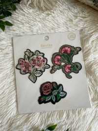 Bershka naprasowanki naszywki termo kwiaty róże haftowane y2k vintage