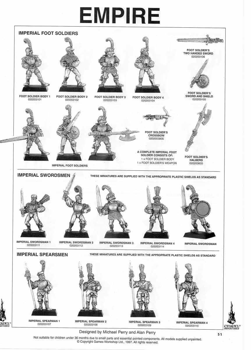 Warhammer Fantasy Battle: Empire, Imperial Footsoldier x 4, oldhammer