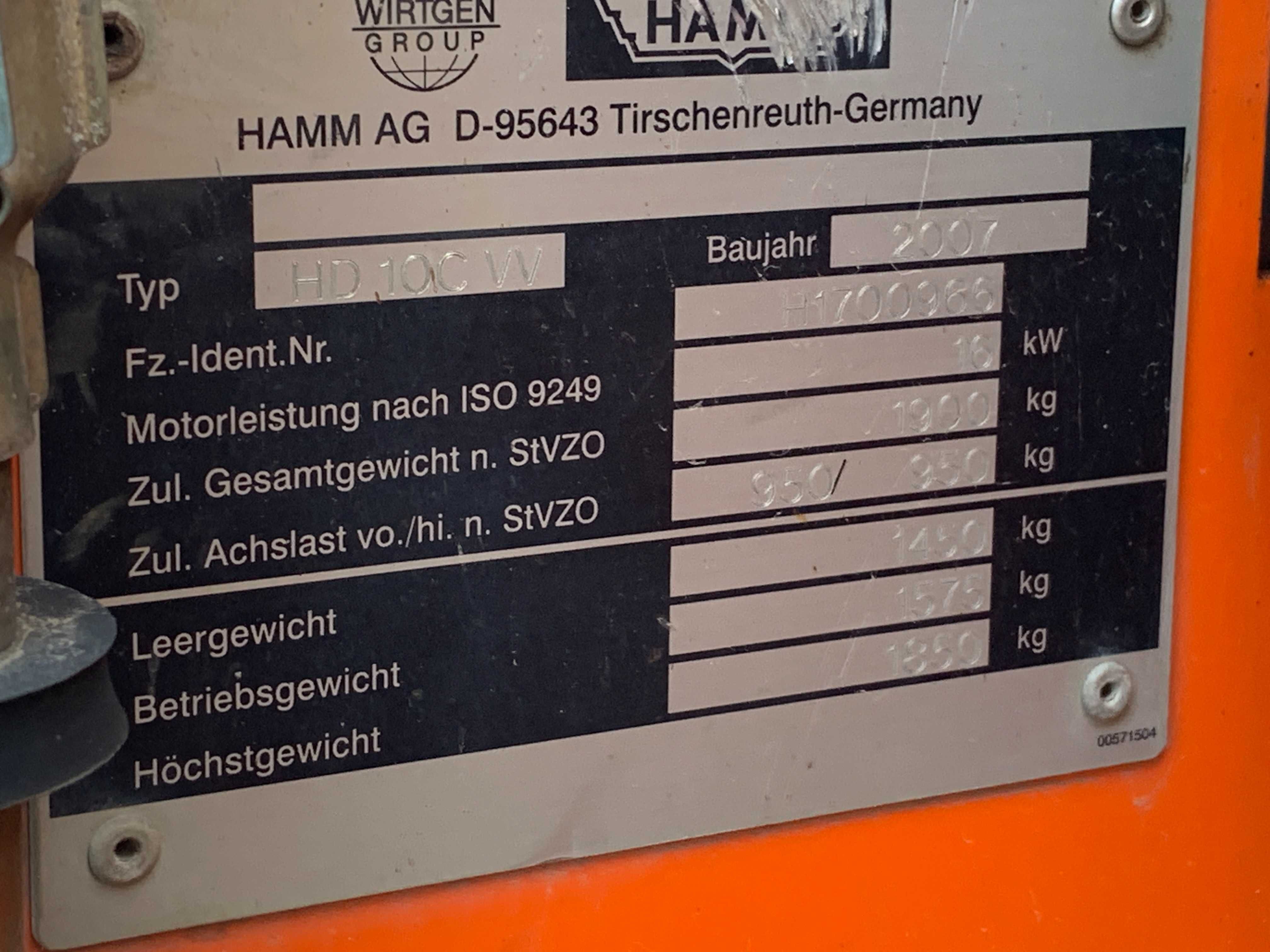 Walec Hamm HD 10C VV Tandemowy Stalowy Drogowy Wibracje Hatz 31 NETTO