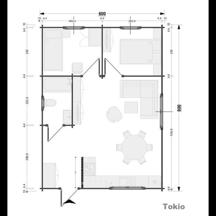 Drewniany Domek Letniskowy Tokio 48 M2