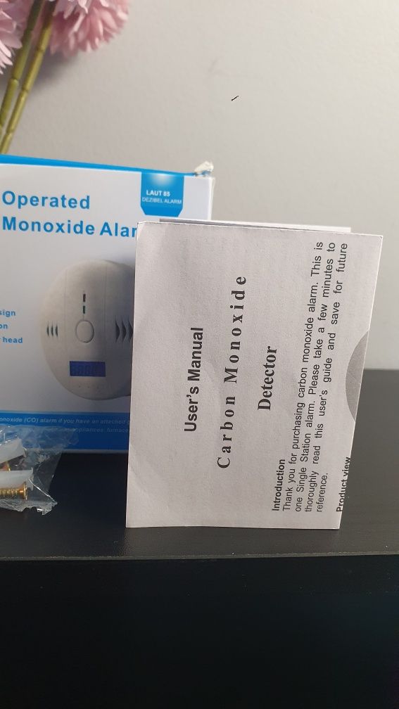Czujnik czadu tlenu węgla gazu CO detektor czadu bezprzewodowy LCD