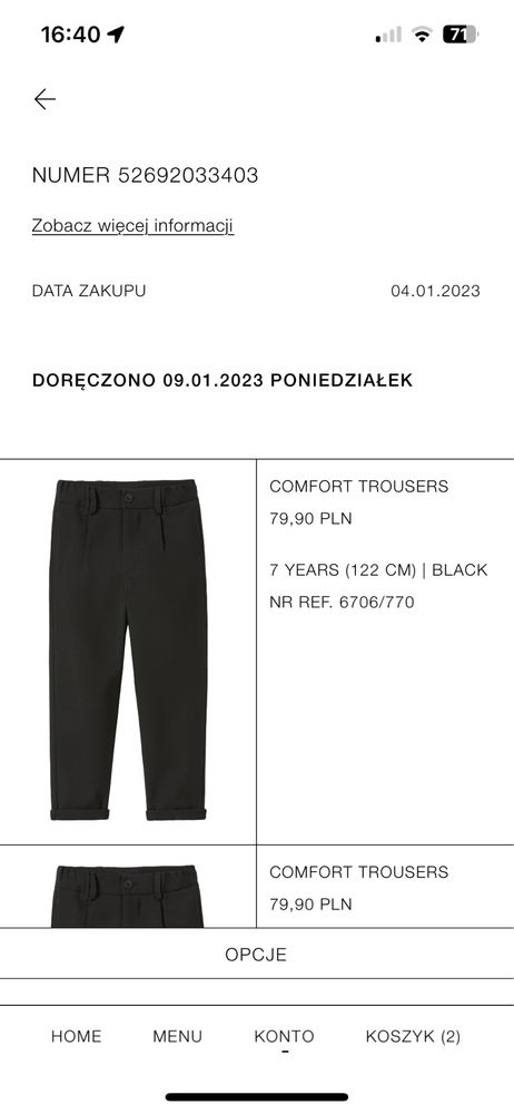 Eleganckie czarne spodnie chłopięce Zara 122