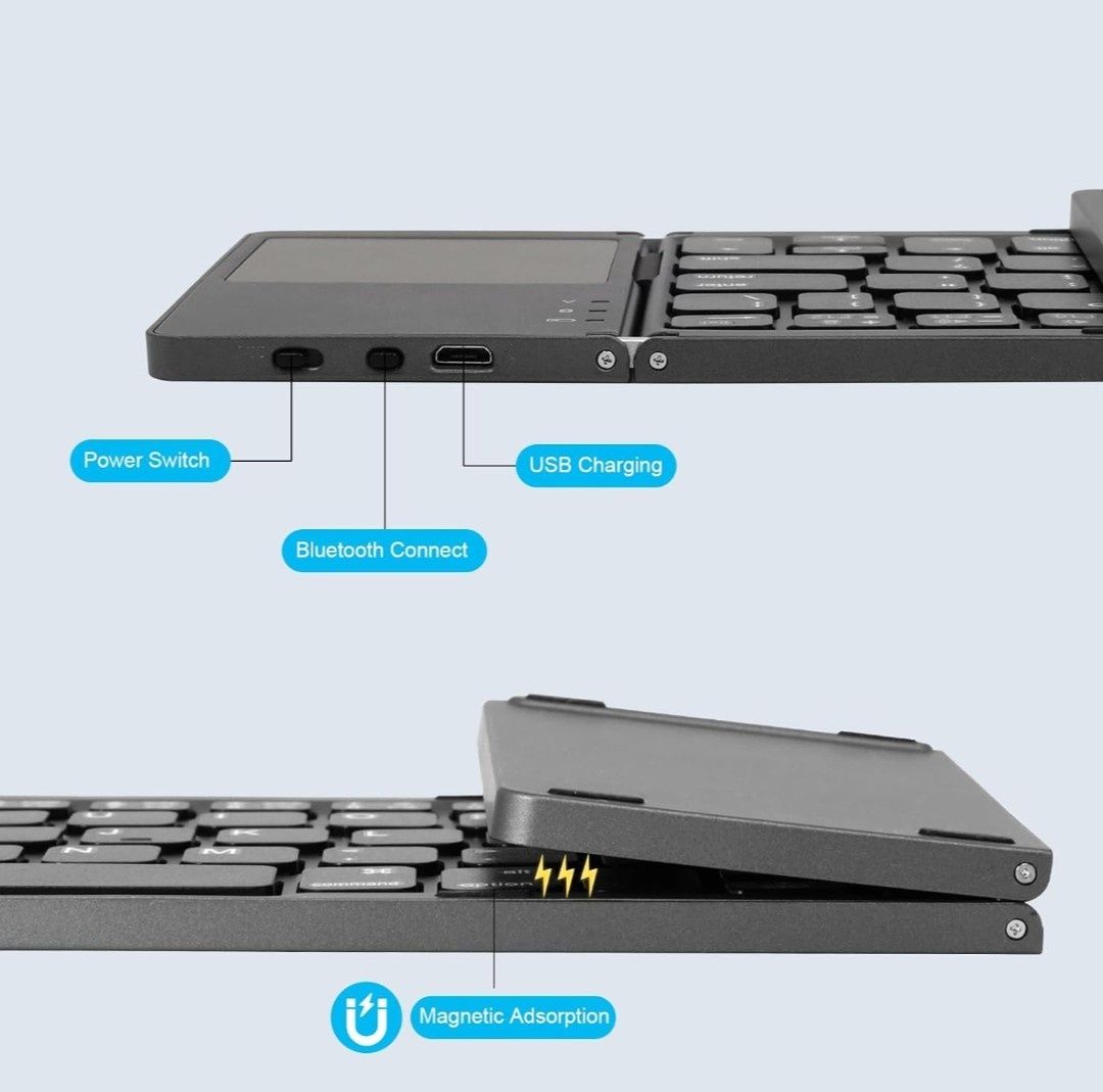 AURTEC Składana klawiatura Bluetooth z touchpadem bezprzewodowa
