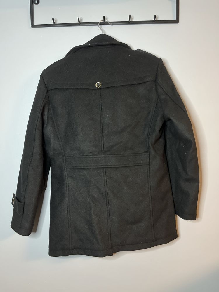 Czarny męski płaszcz XL