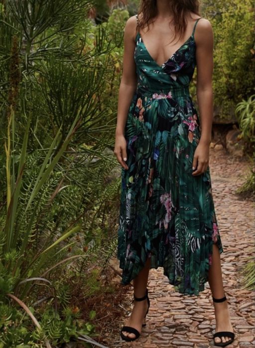 Sukienka tropikalna plisowana zwiewna zebra zoo mohito 34