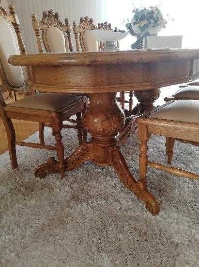 Meble Gdańskie Dębowe KPL. Stół ,Krzesła ,Komoda