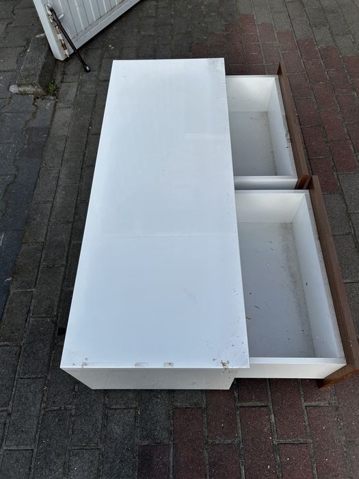 Szafki  RTV biało brązowe