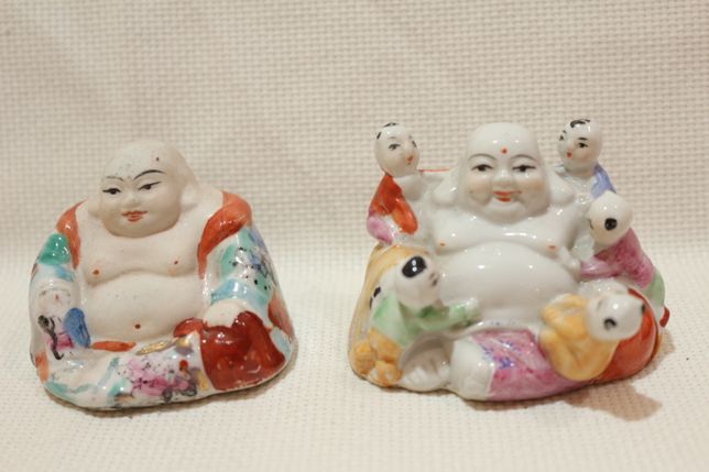 2 Budas Sorridente e Fertilidade em porcelana Chinesa XX