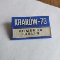 Przypinka pin PRL Kraków 73 komenda Lublin retro