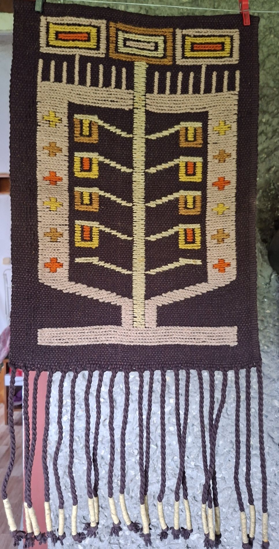 Piękny, wełniany gobelin/kilim Cepelia PRL