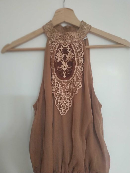 Elegancka sukienka, kamel, rozmiar 34