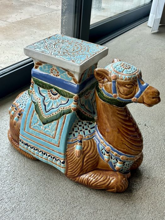 Orientalny Ceramiczny Wielbłąd stolik kwietnik figura pata 1960te Top