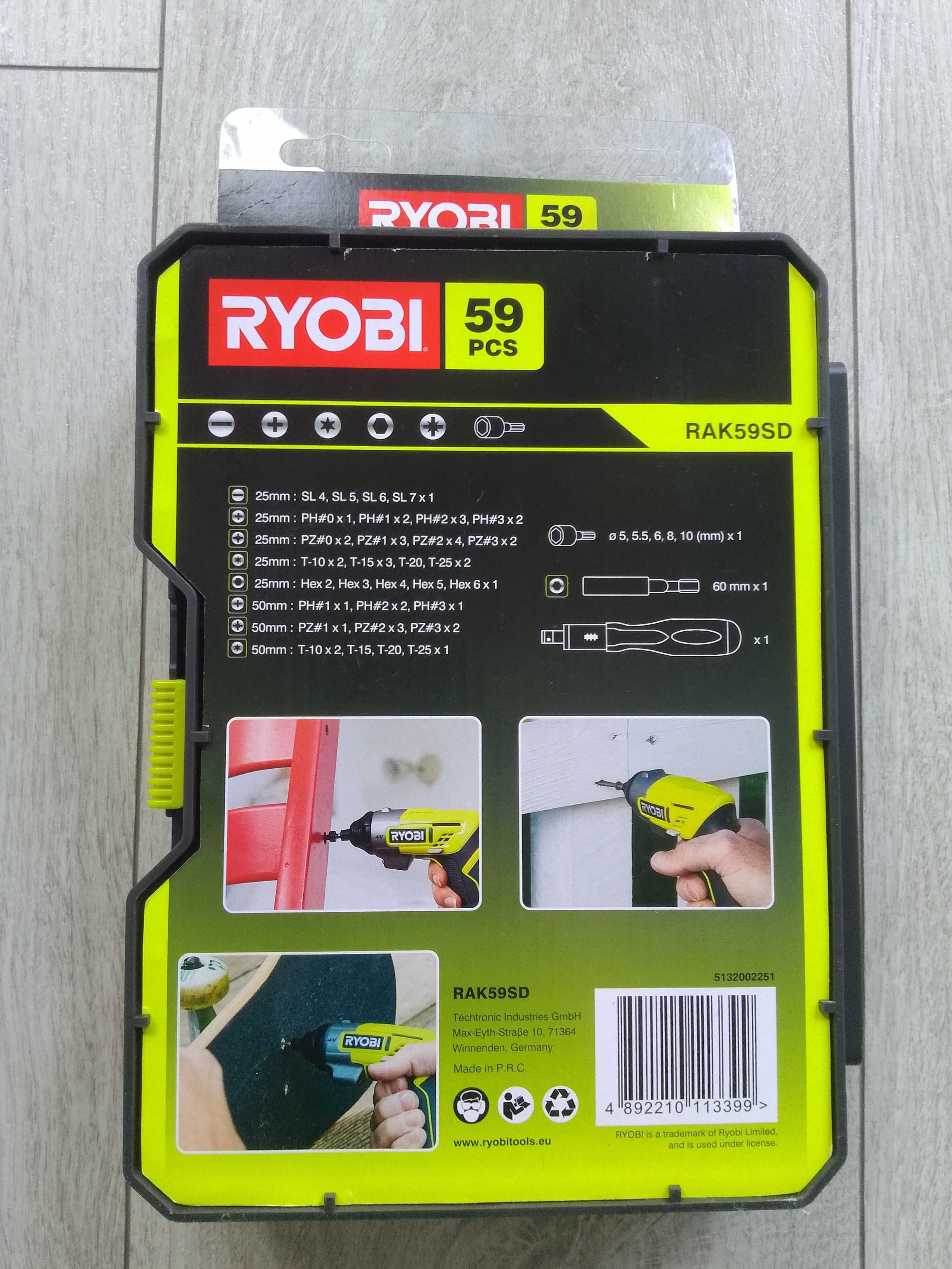Nowy zestaw bitów, nasadek z wkrętakiem, Ryobi RAK59SD