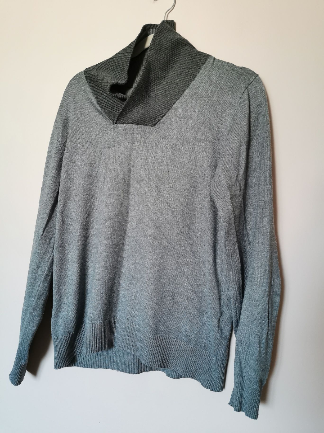 Sweter męski wełna wełniany kaszmir kaszmirowy szary vintage 40 L