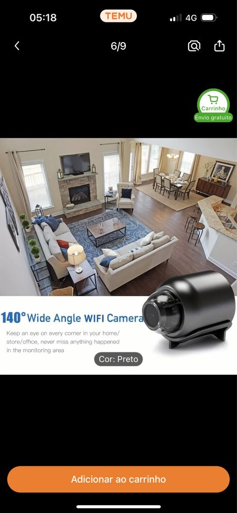 CAMERA IP SEM FIO MINI 2.4 GHz