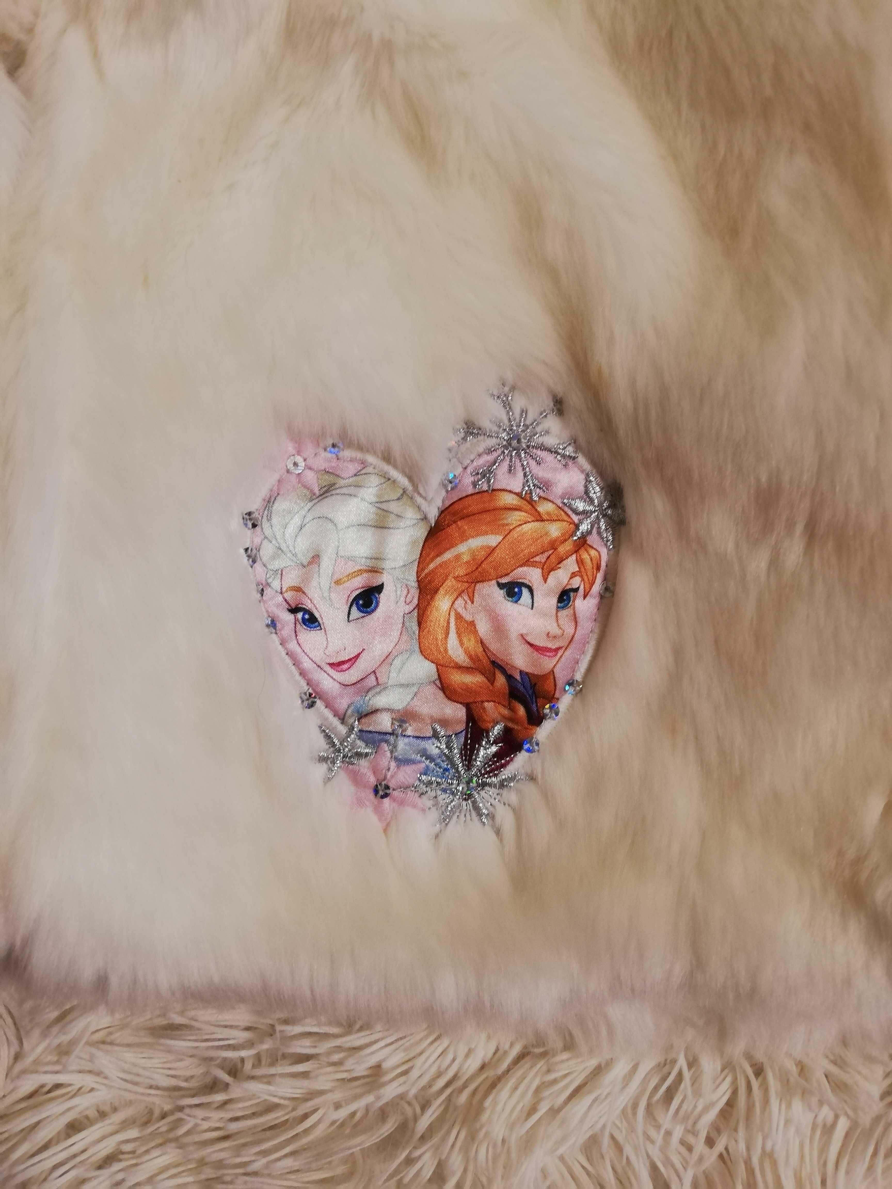 białe futerko Kraina Lodu Frozen na wiek 6 7 lat rozmiar 116 122