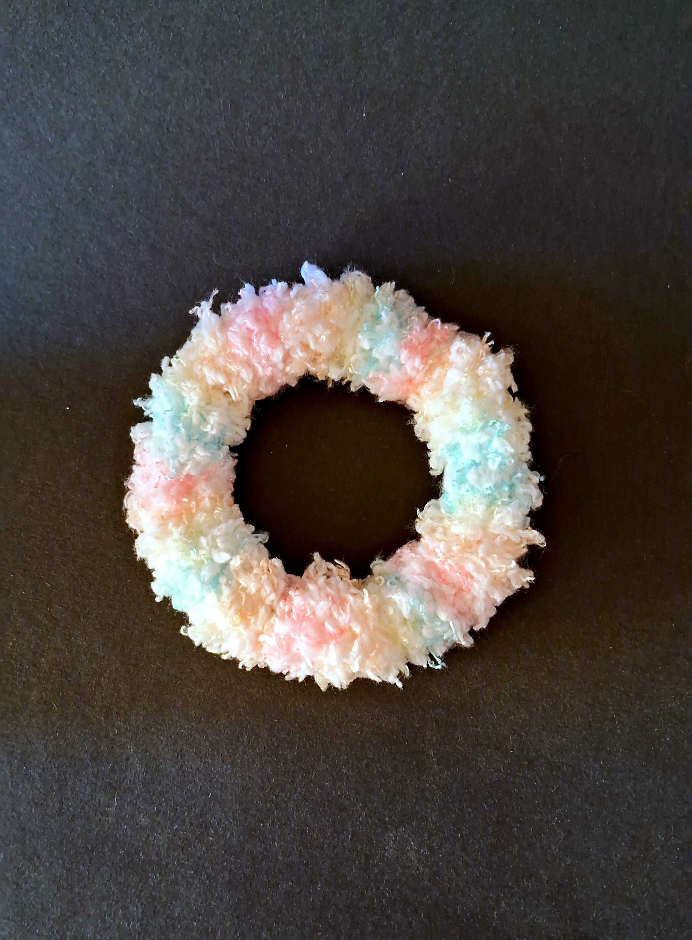 Gumka do włosów scrunchie pluszowa na szydełku Frotka handmade Unikorn