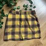 żółta krótka mini spódniczka w kratkę uczennica urban outfiters