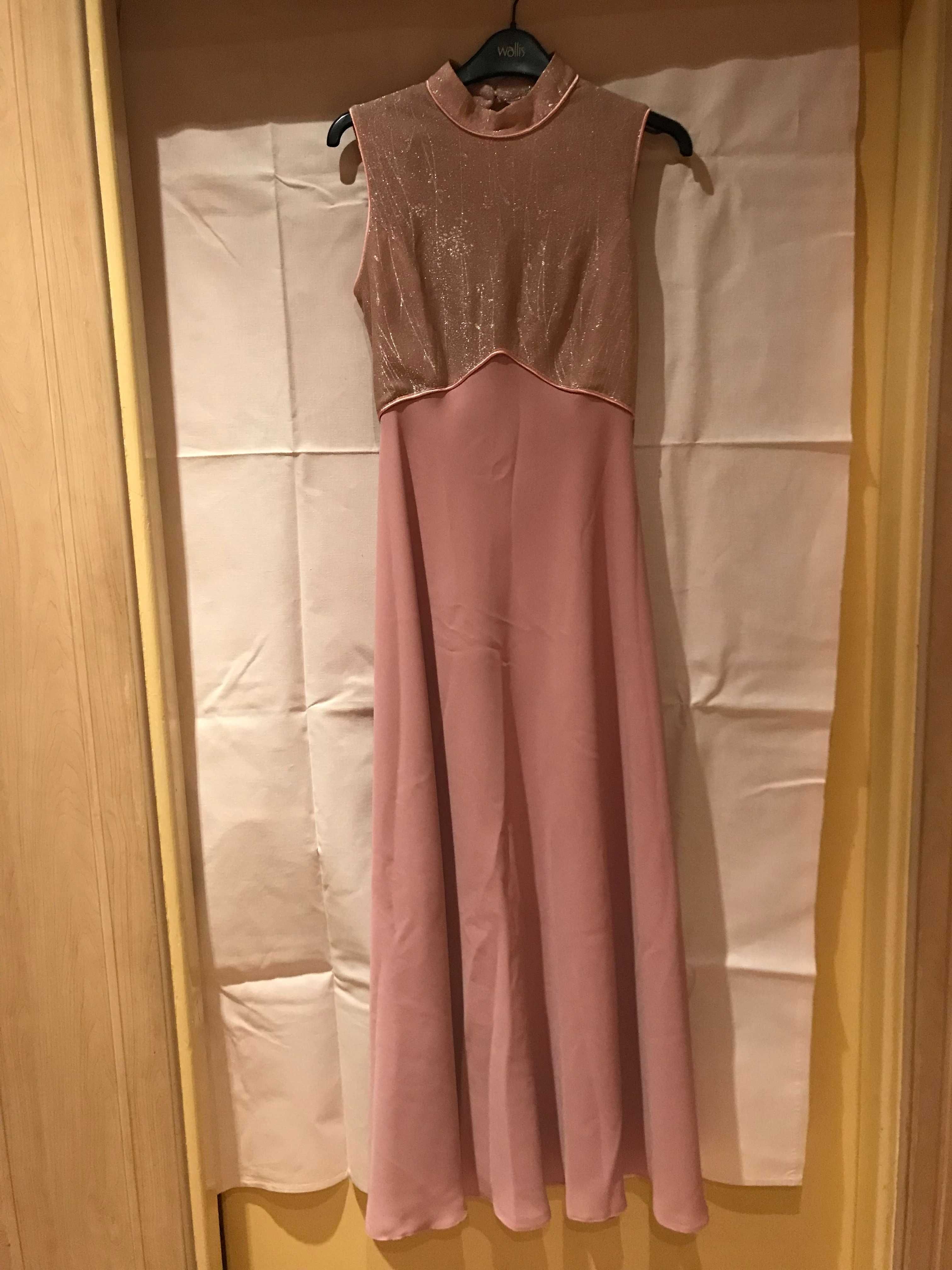 Śliczna długa sukienka pudrowy róż R.XS/S