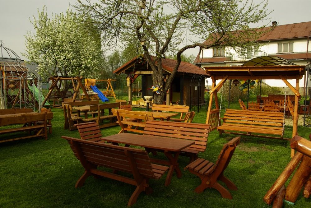 Stół z ławami i krzesła do ogrodu komplet ogrodowy parkowy