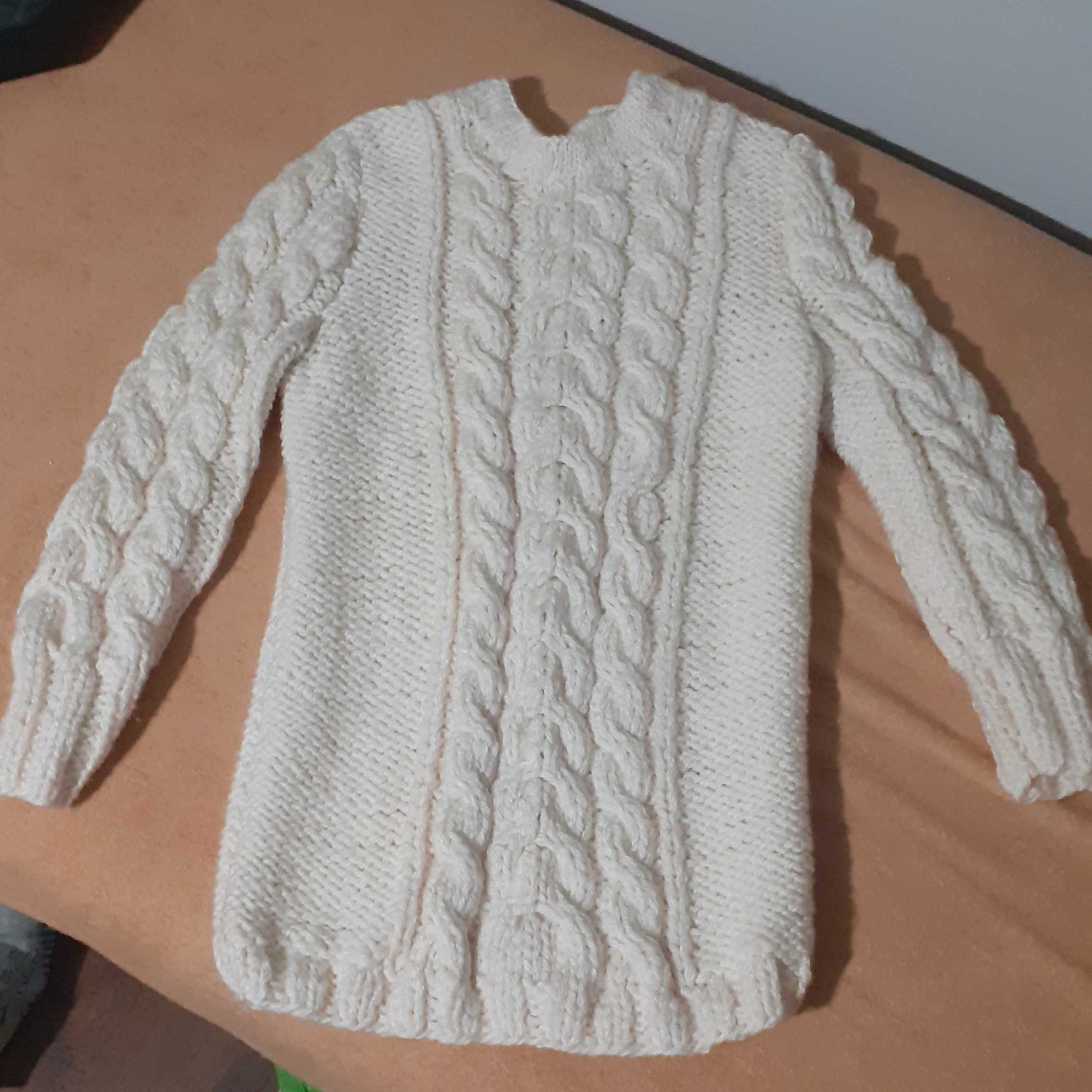 Sweter, sweterek ciepły ręcznie robiony na drutach