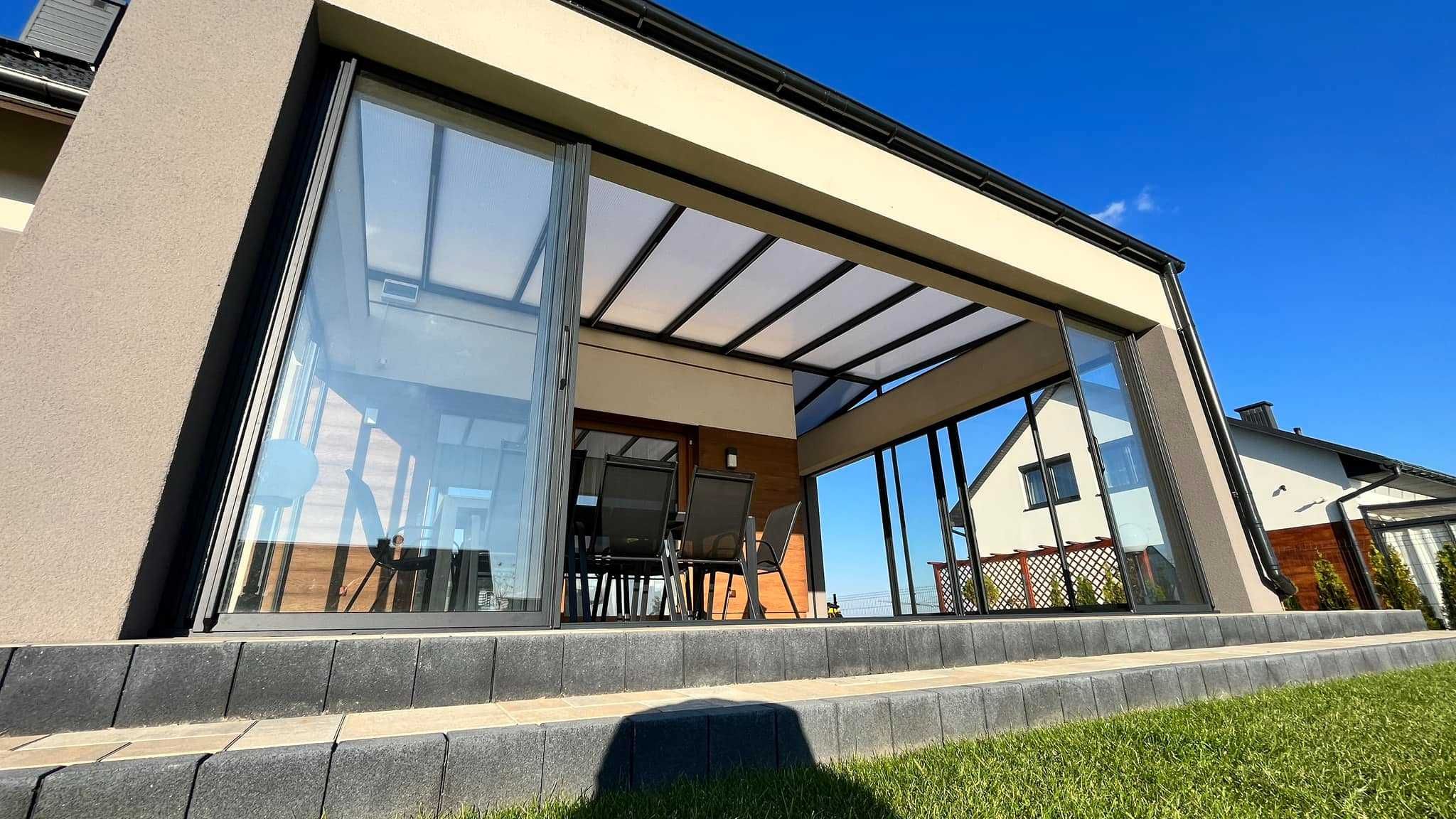 Nowoczesna Zabudowa Tarasu Zadaszenie Pergola, Oranżeria, ogród zimowy
