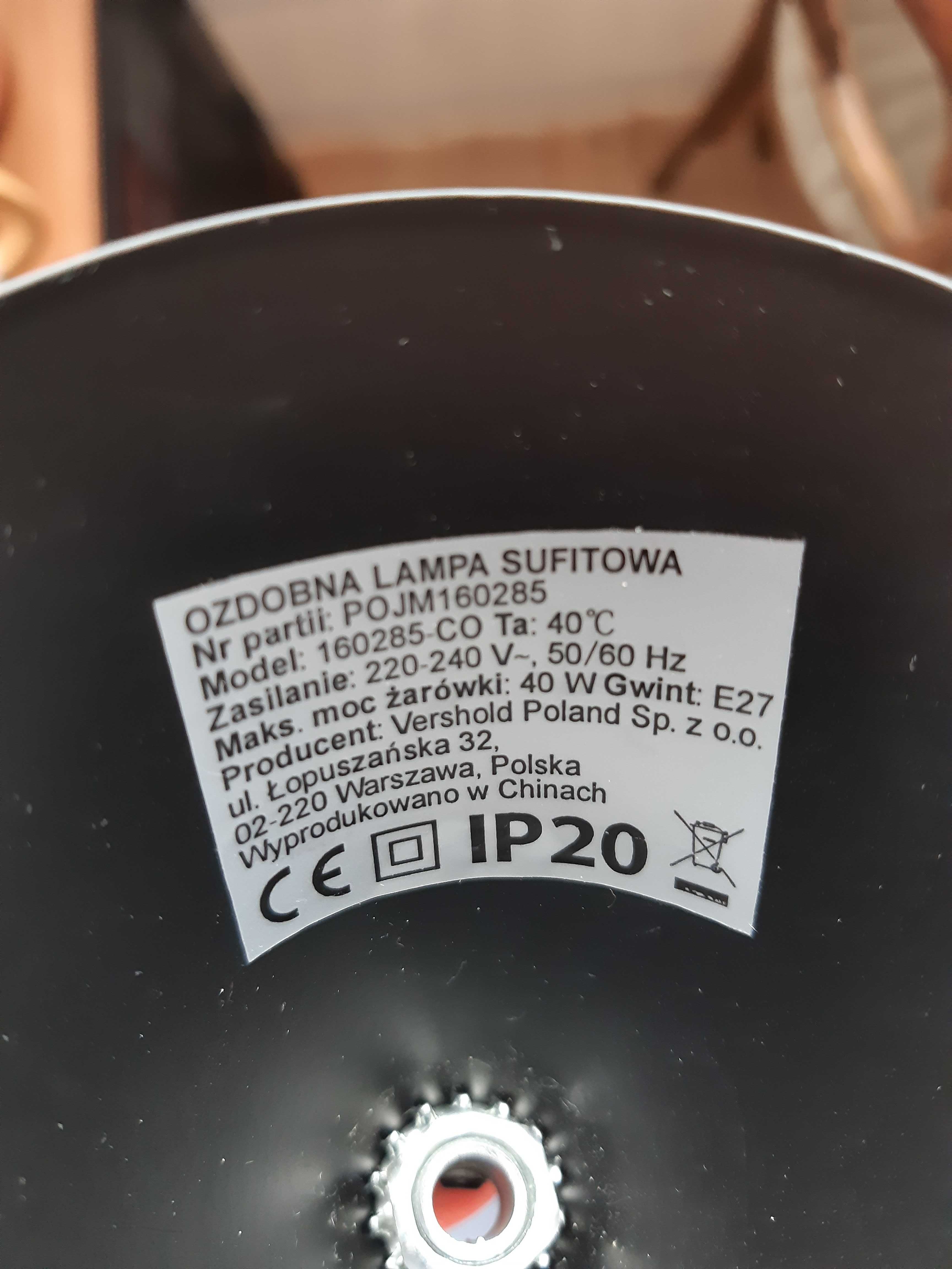 Podsufitka do lampy, maskownica sufitowa - stożek, czarna, metalowa