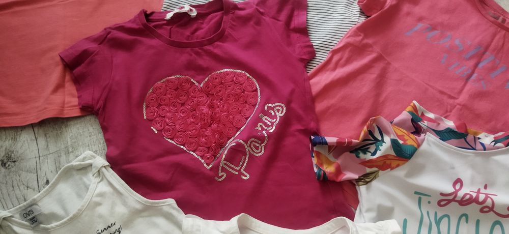 Paka ubrań, mega zestaw dla dziewczynki, koszulki, spodenki, sukienki
