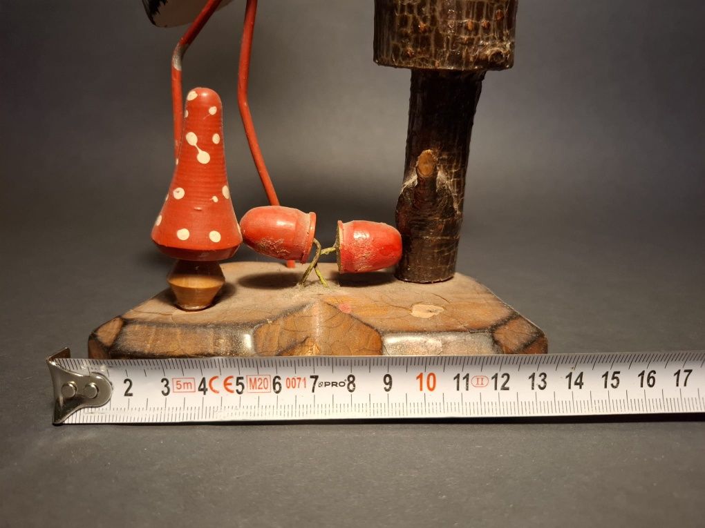 Figurka bociany drewno metal cepelia prl