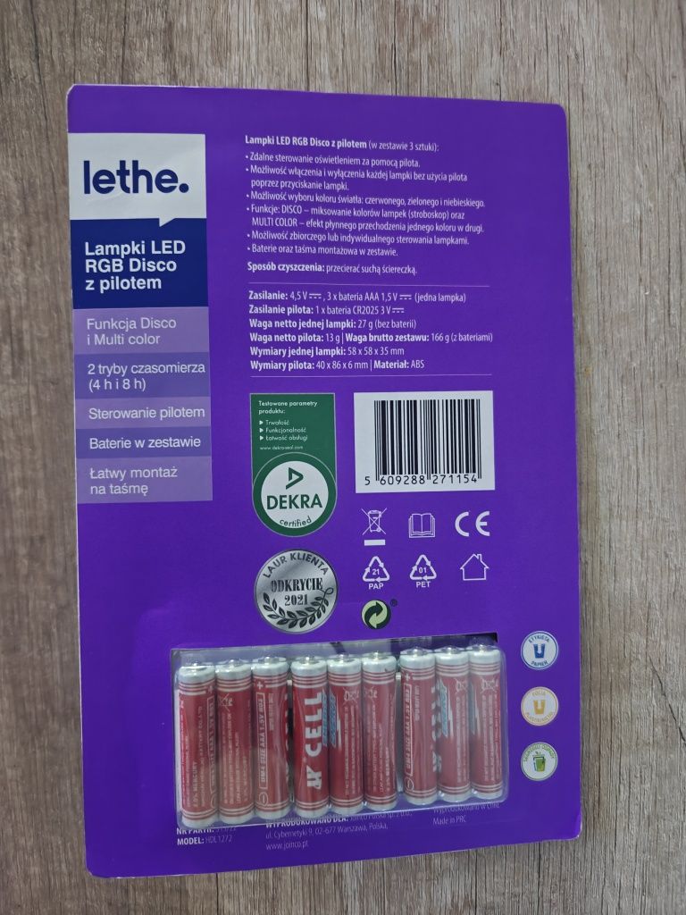 Lampki zdalnie sterowane pilotem led rgb disco lethe