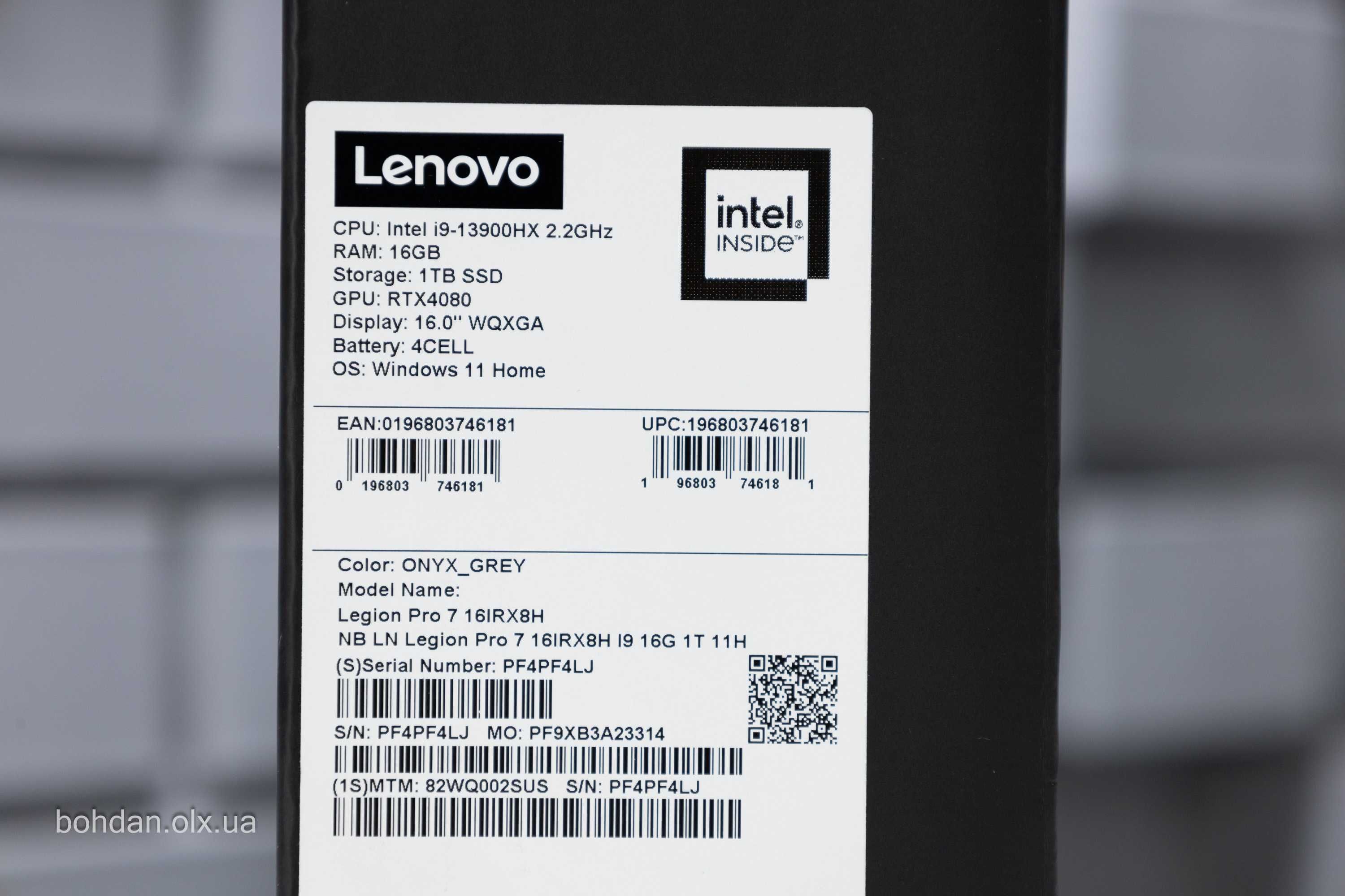 Lenovo Legion Pro 7 16IRX8H WQXGA 240Hz i9-13900HX 16GB 1TB RTX 4080