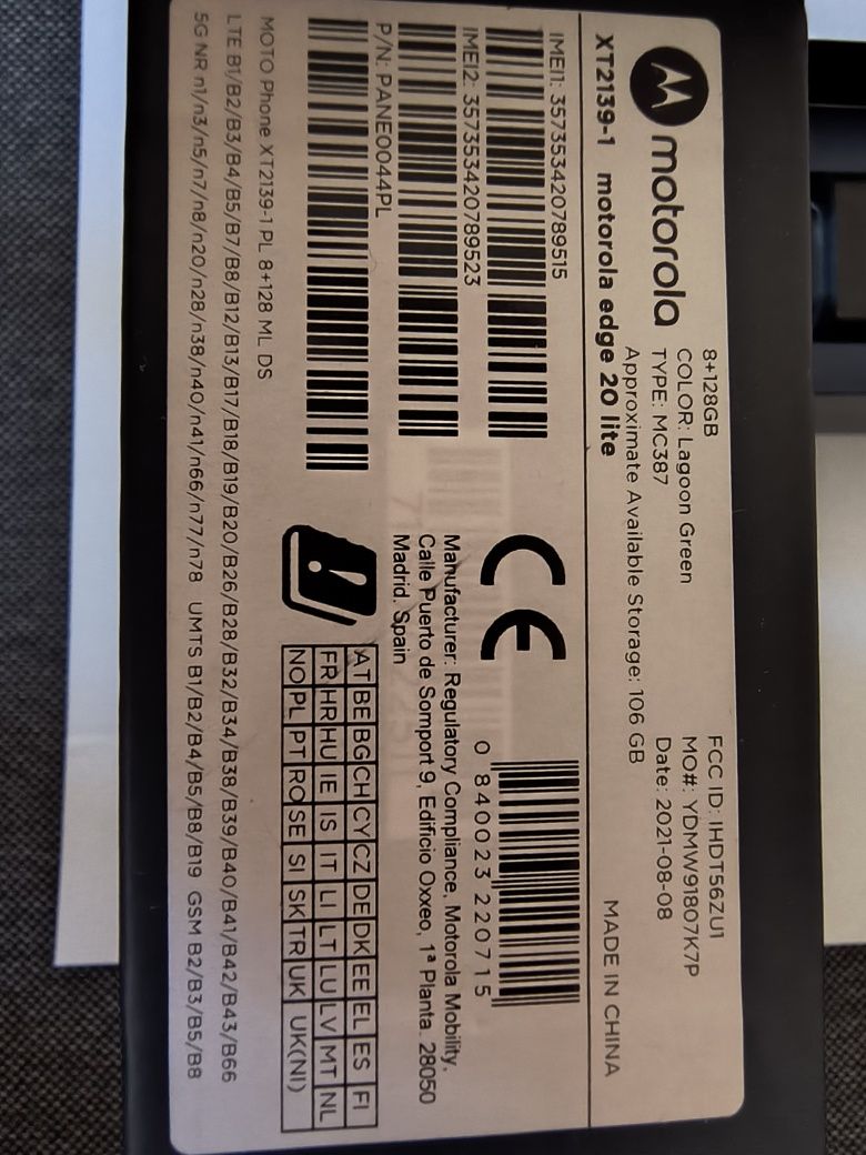 Motorola edge 20 lite XT2139-1 Lagoon Green