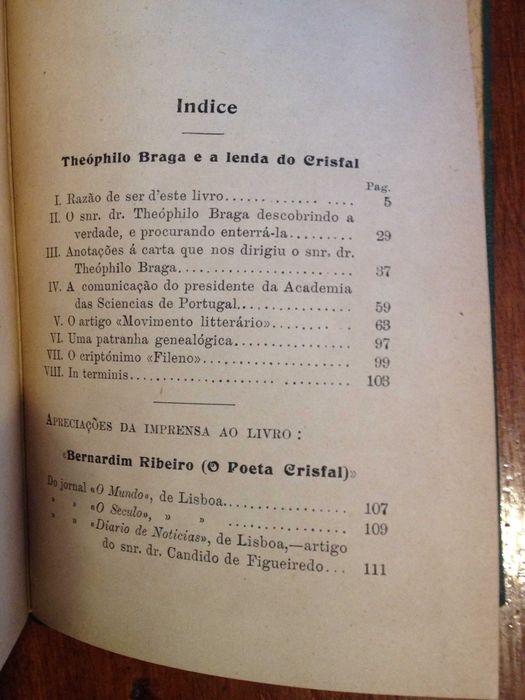 Theóphilo Braga e a lenda do Crisfal