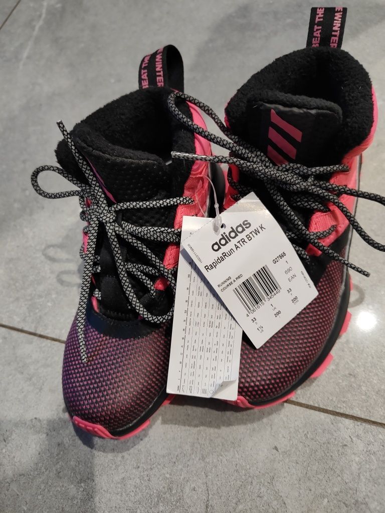 Nowe buty dziecięce dla dziewczynki Adidas RapidaRun ATR BTW K rozmiar