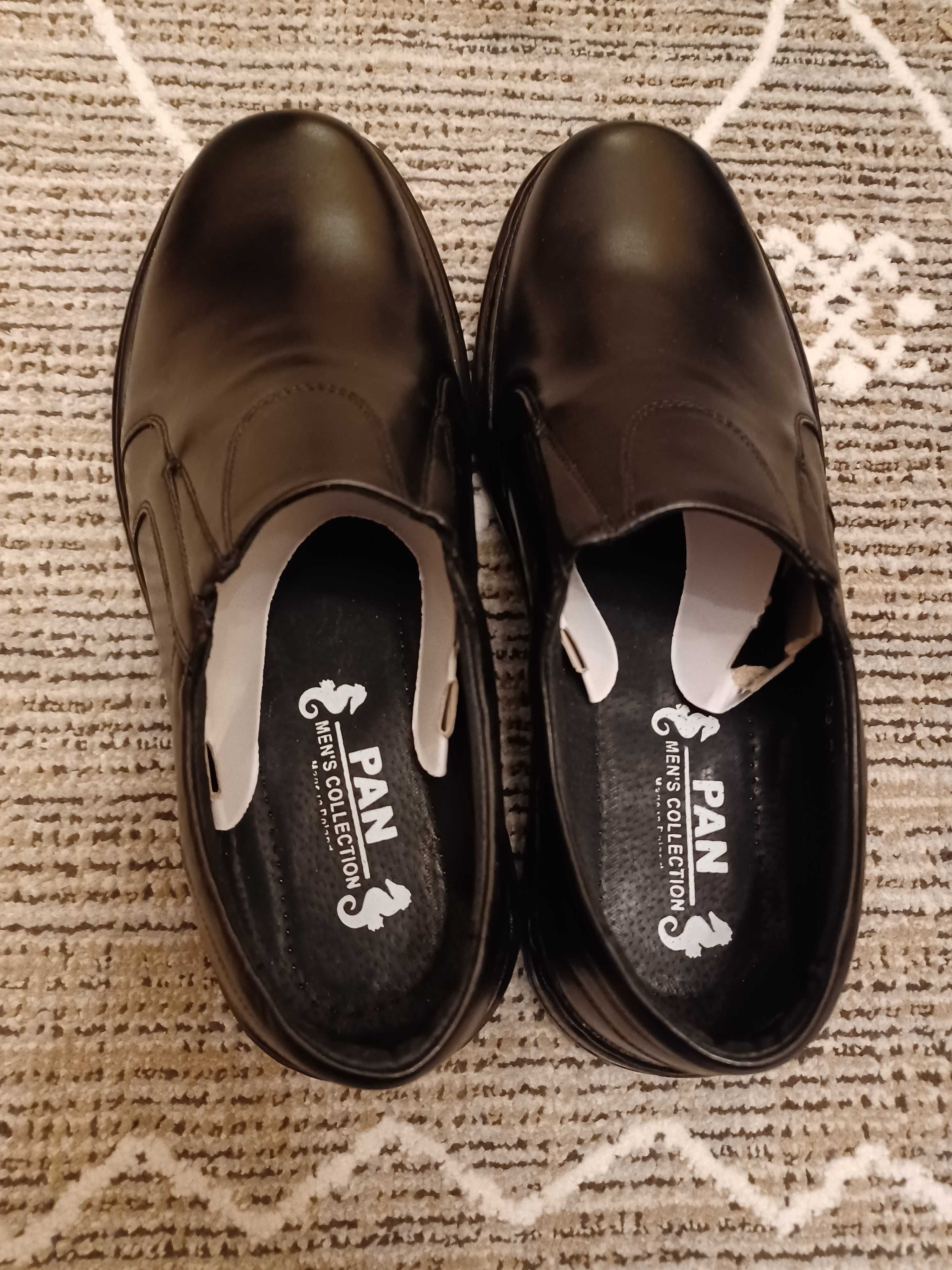Rozmiar 40 skórzane czarne męskie półbuty - mokasyny PAN buty