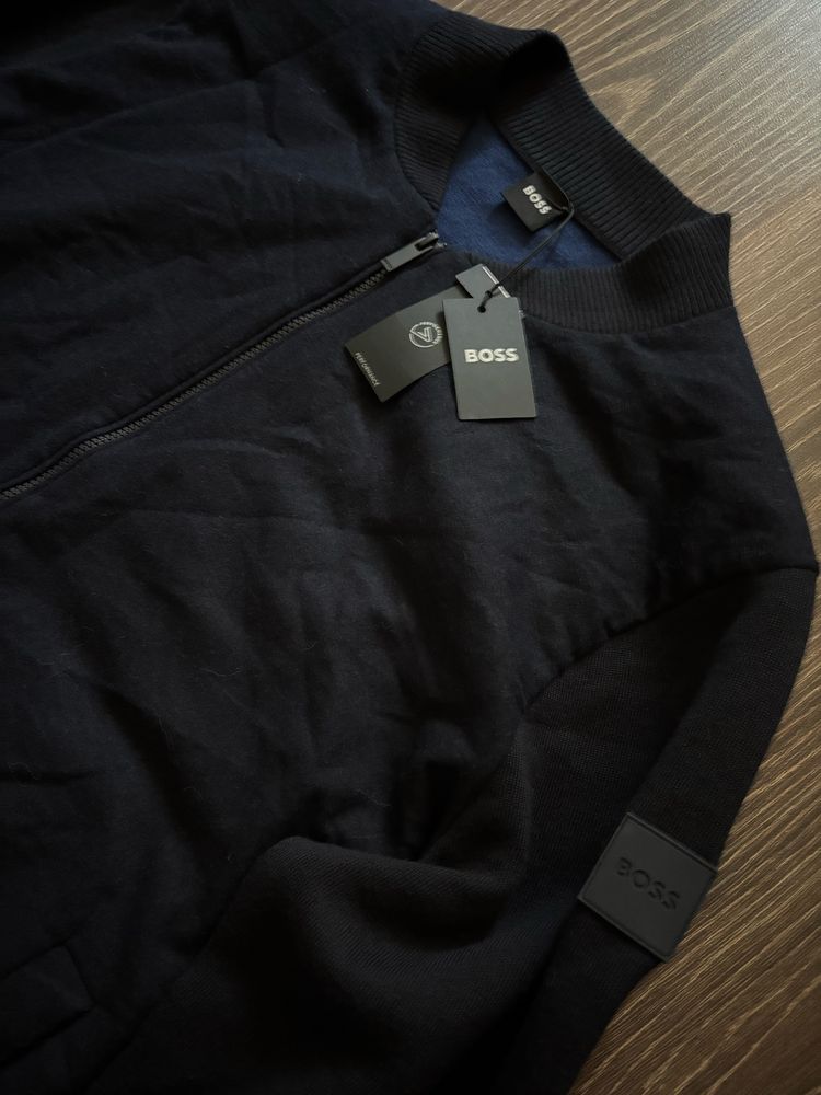BOSS Regular Fit Zip-Up Jacket with Padded Front Panel Tech