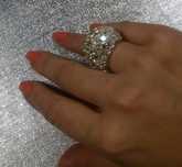 Piękny duży pierścionek swarovski plated White chic big platyna 16mm